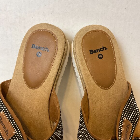 Bench Victoria Sandals 10 Brown Black White Slip On Cushioned Criss-Cross - Picture 3 of 11